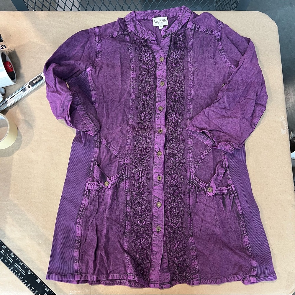 Signals NEW Purple Embroidered Women’s boho Tunic - Picture 2 of 8